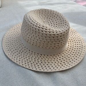 Free People Neutral Sun Hat with Ribbon Band